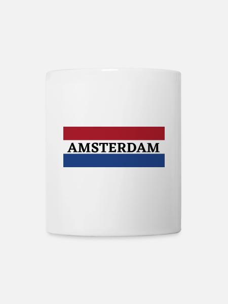 Amsterdam Stadt in niederländischer Flagge - Tasse - Weiß