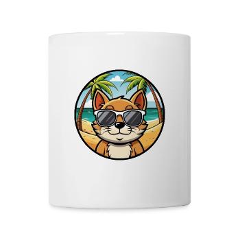 Bambino Katzenrasse Cartoon Sonnenbrille Strand - Tasse - Weiß - Vorne