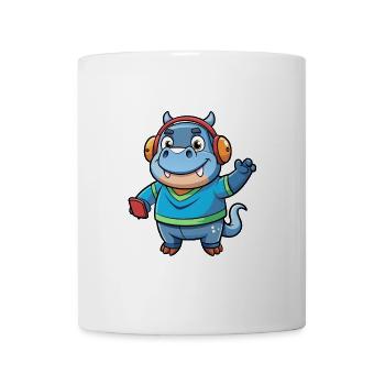 Nilpferd Lustige Zeichentrickfigur Kopfhörer Musik - Tasse - Weiß - Vorne