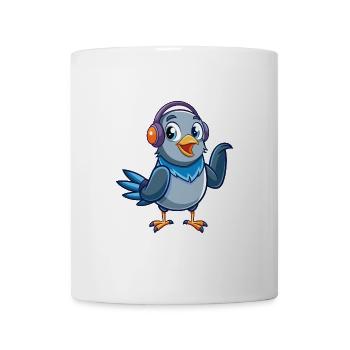 Taube Lustige Zeichentrickfigur Kopfhörer Musik - Tasse - Weiß - Vorne