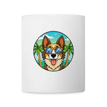 Nordamerikanischer Schäferhund Rasse Cartoon Beach - Tasse - Weiß - Vorne