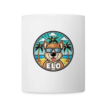 Längerer Spitzname Hund Rasse Cartoon Sonnenbrille Strand - Tasse - Weiß - Vorne