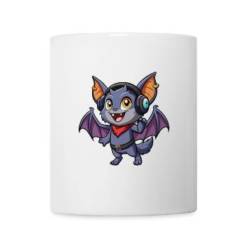Fledermaus Lustige Zeichentrickfigur Kopfhörer Musik - Tasse - Weiß - Vorne
