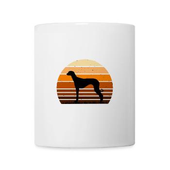 Alte kroatische Windhund Hund Silhouette Retro Sonne - Tasse - Weiß - Vorne