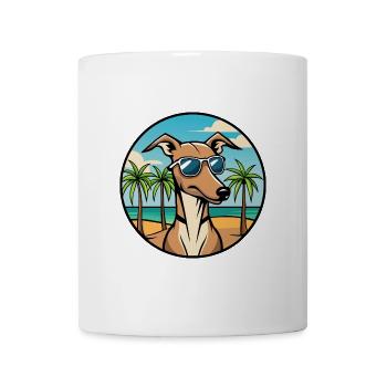 Rampur Windhund Hunderasse Cartoon Sonnenbrille Strand - Tasse - Weiß - Vorne