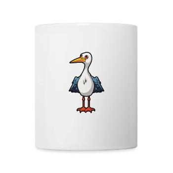 Kranich-Karikatur-Kawaii-Aquarell-Illustration - Tasse - Weiß - Vorne