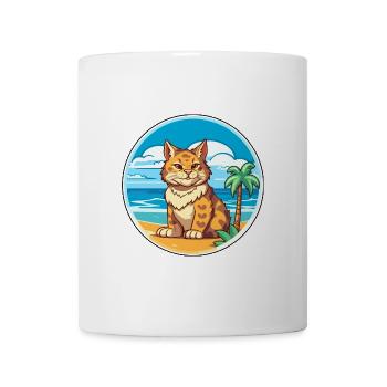 Rotluchs Aquarell Cartoon Kawaii Clipart Tier - Tasse - Weiß - Vorne
