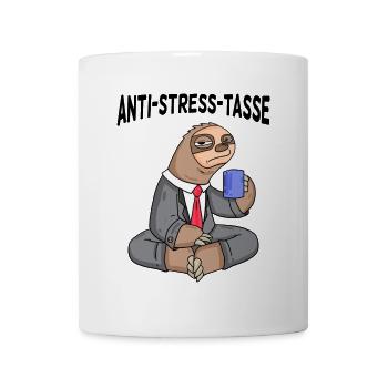Anti Stress Tasse Faultier Kaffee Büroleben - Tasse - Weiß - Vorne