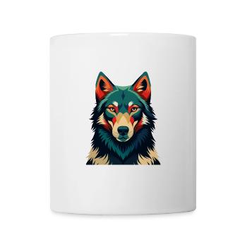 Wolf Cartoon Figur Buntes Haustier Tier - Tasse - Weiß - Vorne