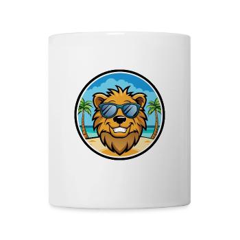 Lion Funny Cartoon Summer Beach Sunglasses Sticker - Mug - white - Front