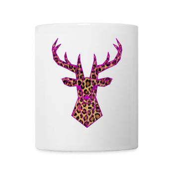 Hirsch PopArt Pink Leoparden Muster Vektor Polygon - Tasse - Weiß - Vorne