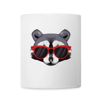 Waschbär mit roter Sonnenbrille - Cooler Typ - Tasse - Weiß - Vorne