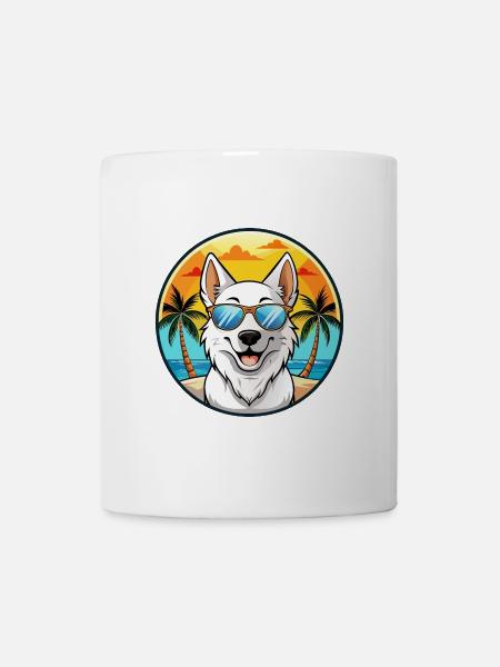 Lunettes de soleil Berger Blanc Suisse Dog Breed Cartoon - Mug blanc - blanc
