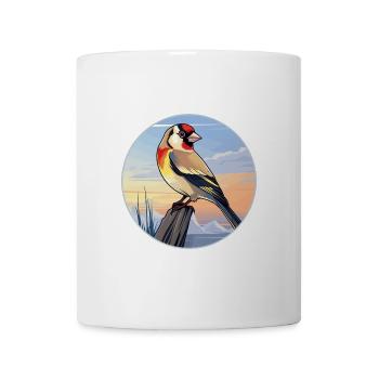 Stieglitz Bunte Aquarell-Karikatur Kawaii Haustier - Tasse - Weiß - Vorne