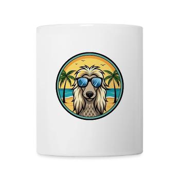 Afghanischer Windhund Hunderasse Cartoon Sonnenbrille Strand - Tasse - Weiß - Vorne