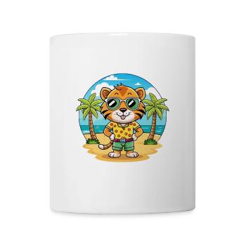 Tiger Lustige Cartoon Sommer Strand Sonnenbrille - Tasse - Weiß - Vorne