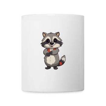 Waschbär-Karikatur-Kawaii-Aquarell-Illustration - Tasse - Weiß - Vorne