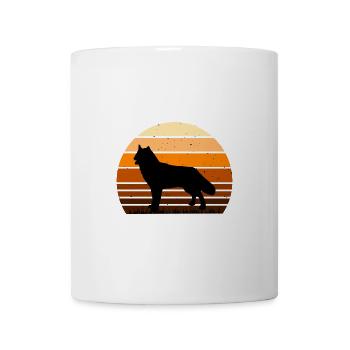 Nördliche Inuit Hund Liebhaber Silhouette Vintage Sonnenuntergang - Tasse - Weiß - Vorne