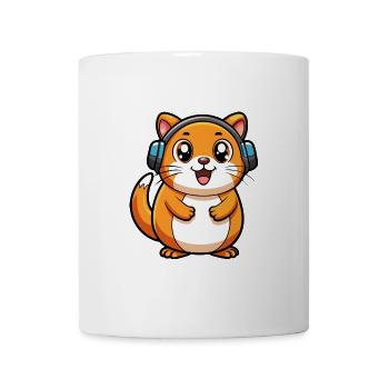 Hamster Lustige Zeichentrickfigur Kopfhörer Musik - Tasse - Weiß - Vorne