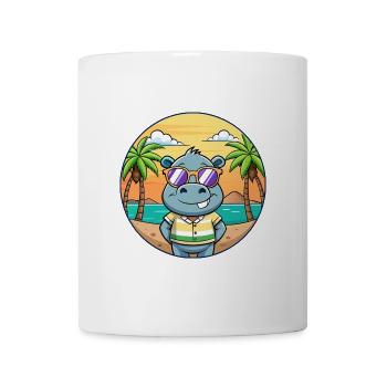 Hippo Lustige Cartoon Sommer Strand Sonnenbrille - Tasse - Weiß - Vorne