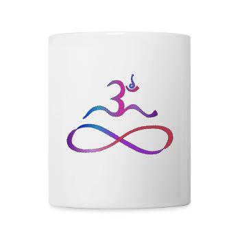 Aum mit Lemniskate dunkle Kontur - Tasse - Weiß - Vorne