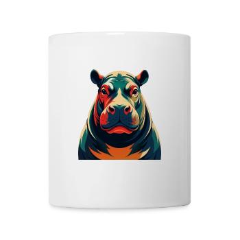 Nilpferd Cartoon Figur Buntes Haustier Tier - Tasse - Weiß - Vorne