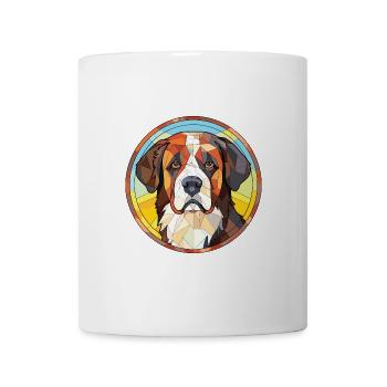 Bernhardiner Hunderasse Aquarell Glas Illustration - Tasse - Weiß - Vorne