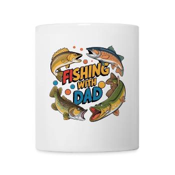 Pêche avec papa avec des poissons colorés - Mug blanc - blanc - Devant