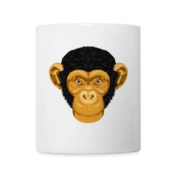 Affe Schimpanse - Goldener Tierkopf ohne Text - Tasse - Weiß - Vorne