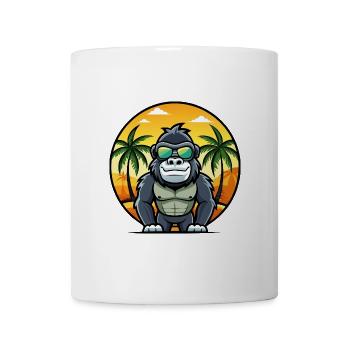 Gorilla Lustige Cartoon Sommer Strand Sonnenbrille Cool - Tasse - Weiß - Vorne