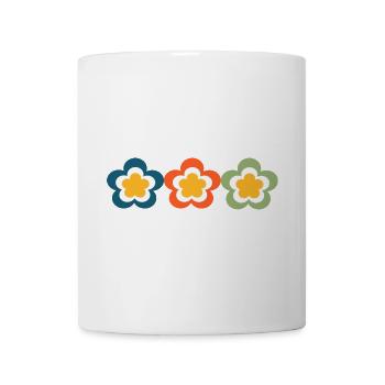 70er Jahre Blume Muster - Tasse - Weiß - Vorne