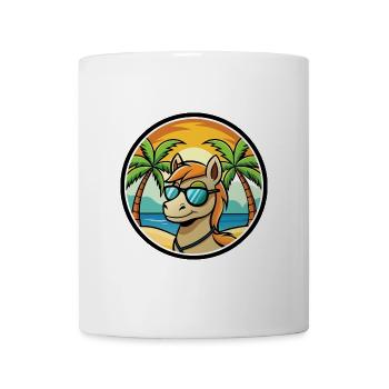 Pony Lustige Cartoon Sommer Strand Sonnenbrille Aufkleber - Tasse - Weiß - Vorne