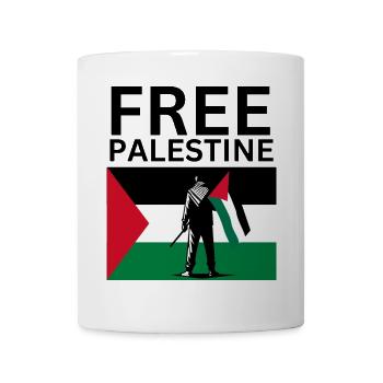 Free palestine | Guy with palestine flag - Tasse - Weiß - Vorne