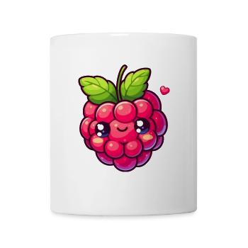 Himbeere - Herz - Tasse - Weiß - Vorne