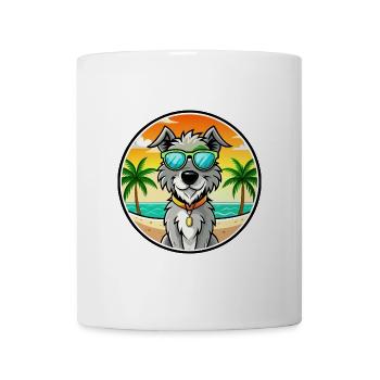 Irischer Wolfshund Hunderasse Cartoon Sonnenbrille Strand - Tasse - Weiß - Vorne