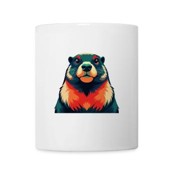Murmeltier Cartoon Figur Buntes Haustier Tier - Tasse - Weiß - Vorne