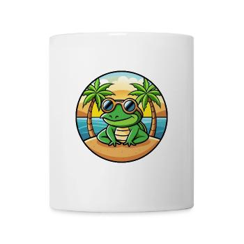 Frosch Lustige Cartoon Sommer Strand Sonnenbrille Aufkleber - Tasse - Weiß - Vorne