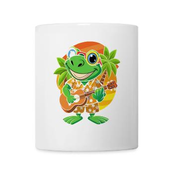 Lustiger Frosch Cartoon Sommer Strand Sonnenbrille Gitarre - Tasse - Weiß - Vorne