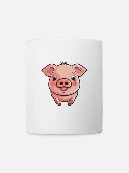 Schwein Karikatur Kawaii Aquarell Illustration - Tasse - Weiß