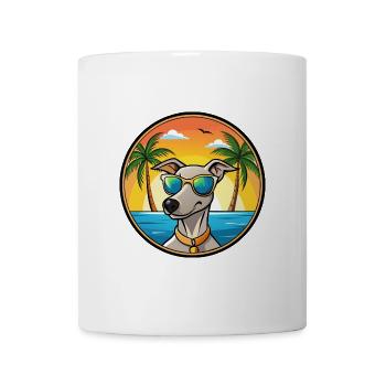 Lurcher Hunderasse Cartoon Sonnenbrille Strand - Tasse - Weiß - Vorne