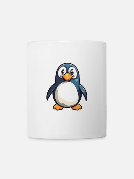Pinguin Karikatur Kawaii Aquarellillustration - Tasse - Weiß