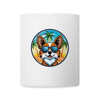 Papillon Hunderasse Cartoon Sonnenbrille Strand - Tasse - Weiß - Vorne