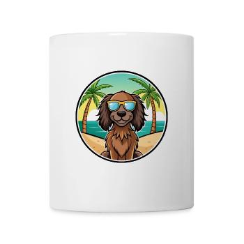 Deutsch Langhaar Vorstehhund Rasse Cartoon Strand - Tasse - Weiß - Vorne