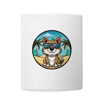 Mallorca Ratter Hund Rasse Cartoon Sonnenbrille Strand - Tasse - Weiß - Vorne