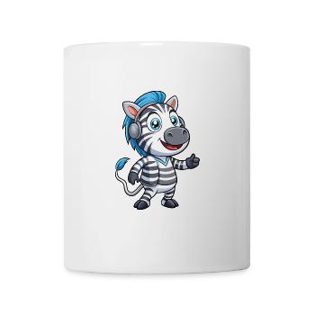 Zebra Lustige Zeichentrickfigur Kopfhörer Musik - Tasse - Weiß - Vorne
