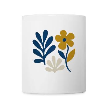 Florale Komposition – Blau & Senf - Tasse - Weiß - Vorne