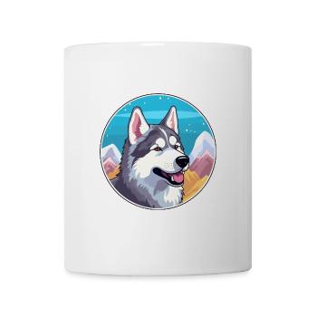 Nördliche Inuit Hunderasse Cartoon Kawaii Aquarell - Tasse - Weiß - Vorne