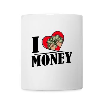 I love Money - Herz mit Geldscheinen - Tasse - Weiß - Vorne