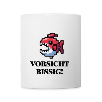 Vorsicht Bissig - Lustiges Fisch Design - Tasse - Weiß - Vorne