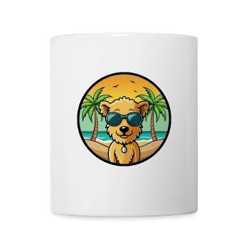 Pumi Hunderasse Cartoon Sonnenbrille Strand - Tasse - Weiß - Vorne